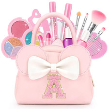 Kids Real Makeup Kit for Girls, 18Pcs Non-Toxic Washable Make up Toys - A