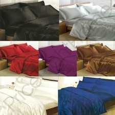 SATIN BEDDING DUVET COVER SETS - SINGLE DOUBLE KING SUPER KING MULTI COLOUR