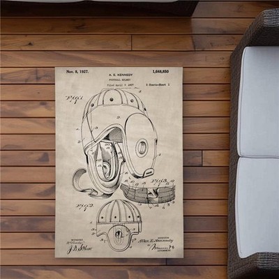 2x3 ft. Beige Football Helmet Rug - Sports Outdoor Area Decor - Rectangle