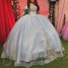 Quinceanera Dresses Silver Rhinestone Lace Tulle Sweet 15 16 Princess Ball Gowns