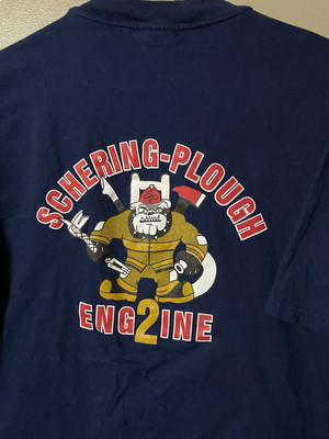 Vintage Large Blue T-shirt Schering Plough Emergency Response Fire Engine 2