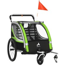 Baby Bike Trailer for Kids 2 Seater, Bike Stroller, Green