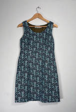 SEASALT CORNWALL Blue Green Floral Wool Blend Pinafore Dress Size 8 VGC