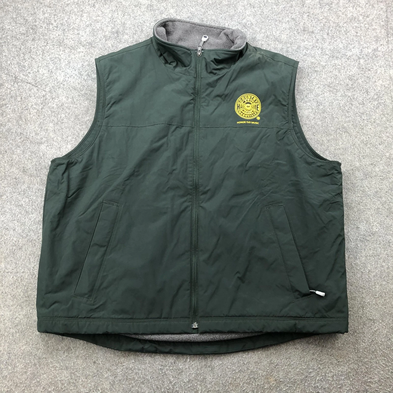 L.L.Bean Vest Mens XL Green Fleece Lined Zip Front Country Music Hall of Fame