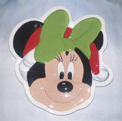 Disney Minnie Mouse Christmas Santa Hat Shaped Plate - Disney Franchise