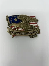 Vintage 80s Baron Buckle The Right to Keep & Bear Arms Belt Solid Brass America