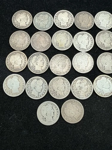 Junk Silver-Lot of 22 90% Silver Quarters BARBER 1892-1916 CONSTITUTIONAL