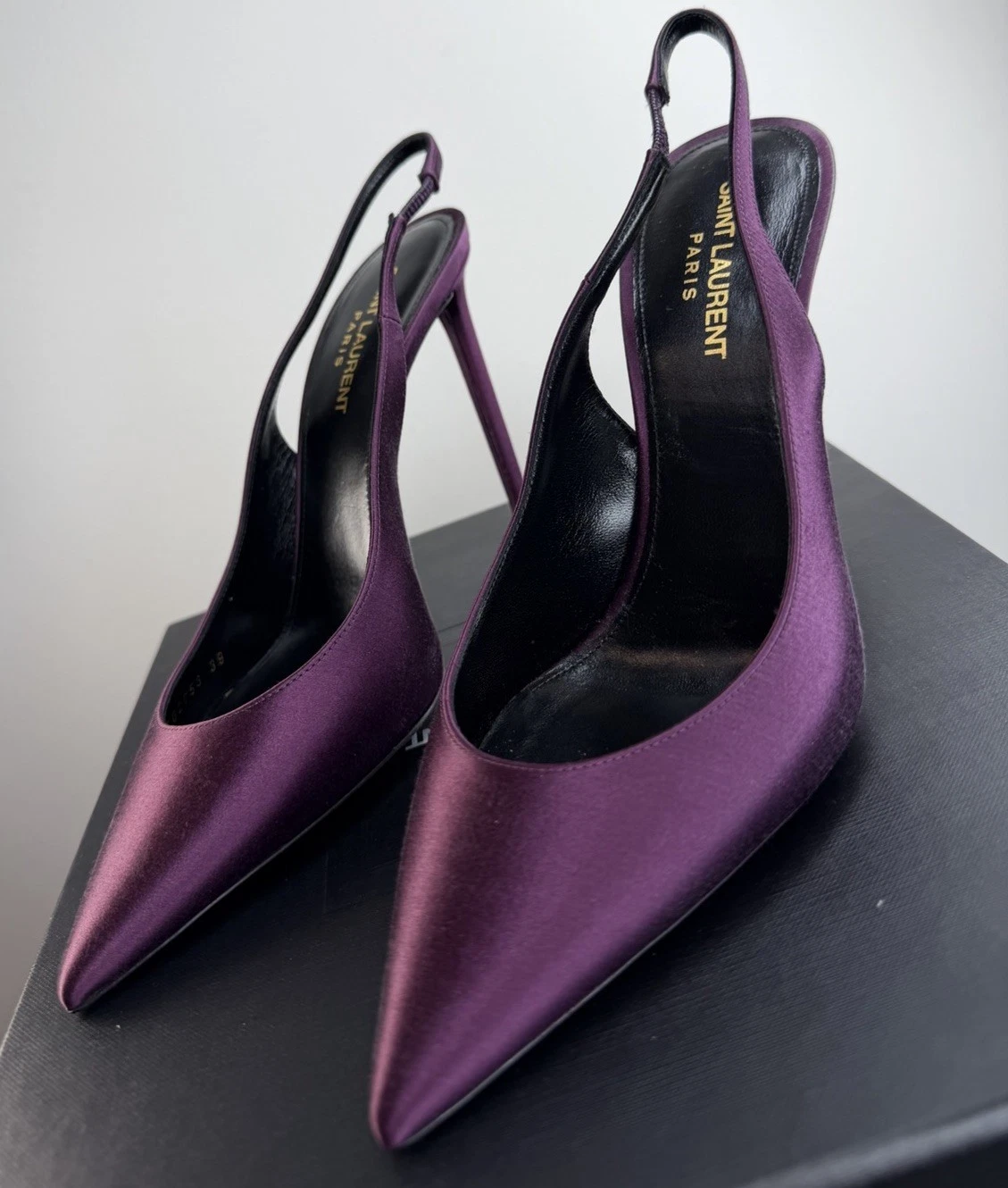 Saint Laurent — YSL Saint Laurent Women’s Heels Purple Leather Stiletto Point Size 5UK/EU38