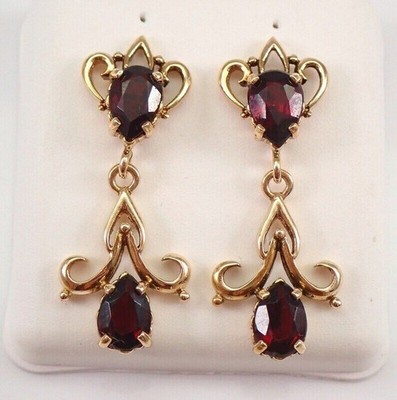 2Ct Pear Cut Simulated Red Garnet Women's Drop Earring In 14k Yellow Gold Plated