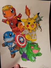 Pokemon/Avengers Handrawn Art