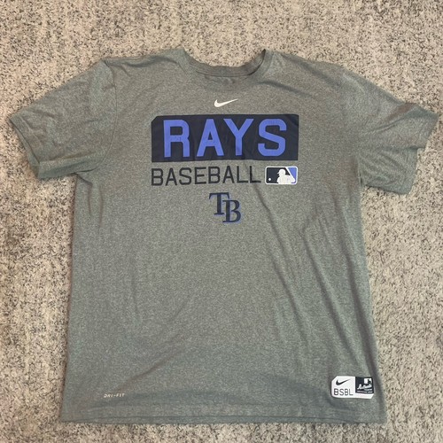 Tampa Bay Rays T Shirt Mens XL Nike Dri Fit Logo Gray Authentic Collection