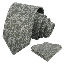 Mens 3.15 Inch Rose Pattern Necktie With Floral Handkerchief Set Formal