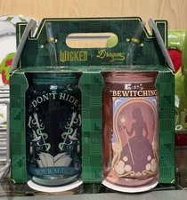 Wicked Dragon Glassware 2 Pack 16 oz Glinda Elphiba Glass with Straw Set NEW