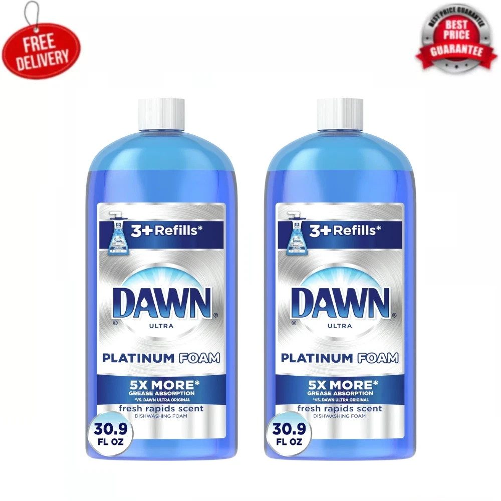 Dawn Ultra Platinum Foam Dishwashing, Fresh Rapids Scent, 30.9 fl oz, 2pk