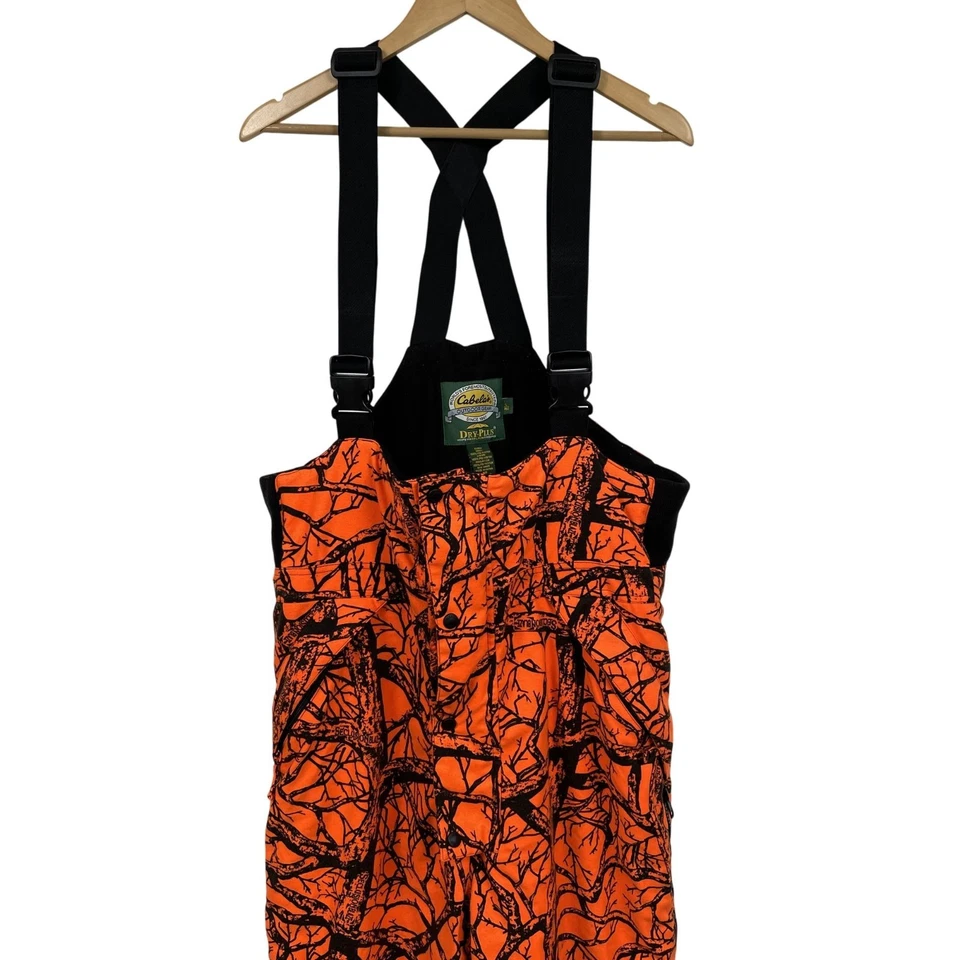 Cabelas Overalls Mens L Seclusion Blaze insulated Bib Hunting Orange Dry-Plus - Image 3 of 4