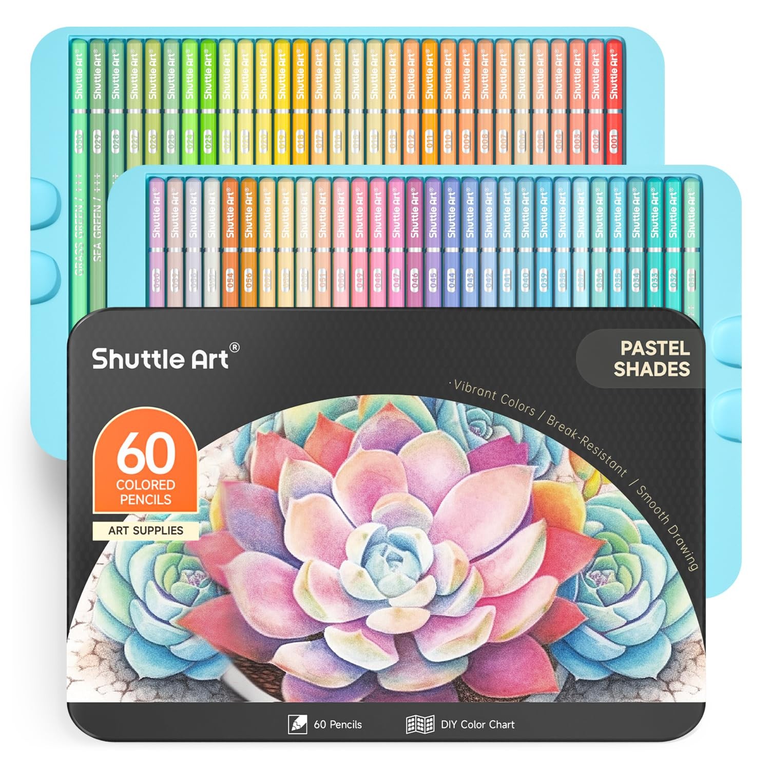 Shuttle Art 60 Pastel Colours Colouring Pencils 1 count (Pack of 60),