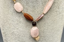 Silpada: Statement Necklace w/Sterling, Quartz, Wood  M.O.P. Details