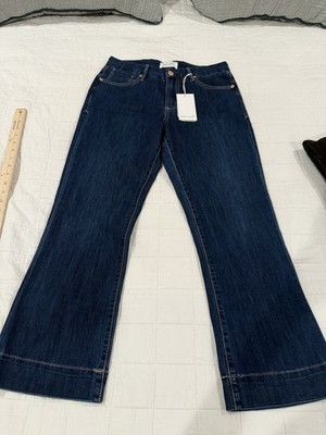 Dear John Women's Dark Wash Blue Flare Mid Rise Stretch 5-Pocket Jeans