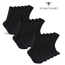 Wholesale Bulk Lot Men's Black Plain Solid Sport Work Crew Socks Size 9-11 10-13