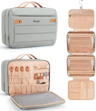 Women'S Hanging Toiletry Bag, Waterproof Travel Cosmetic Organizer with Jewelry