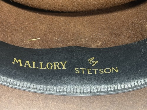 Vtg Mallory By Stetson Brown Felt Cowboy Hat 7 1/4 Feather Band Phoenix Arizona - Picture 10 of 18