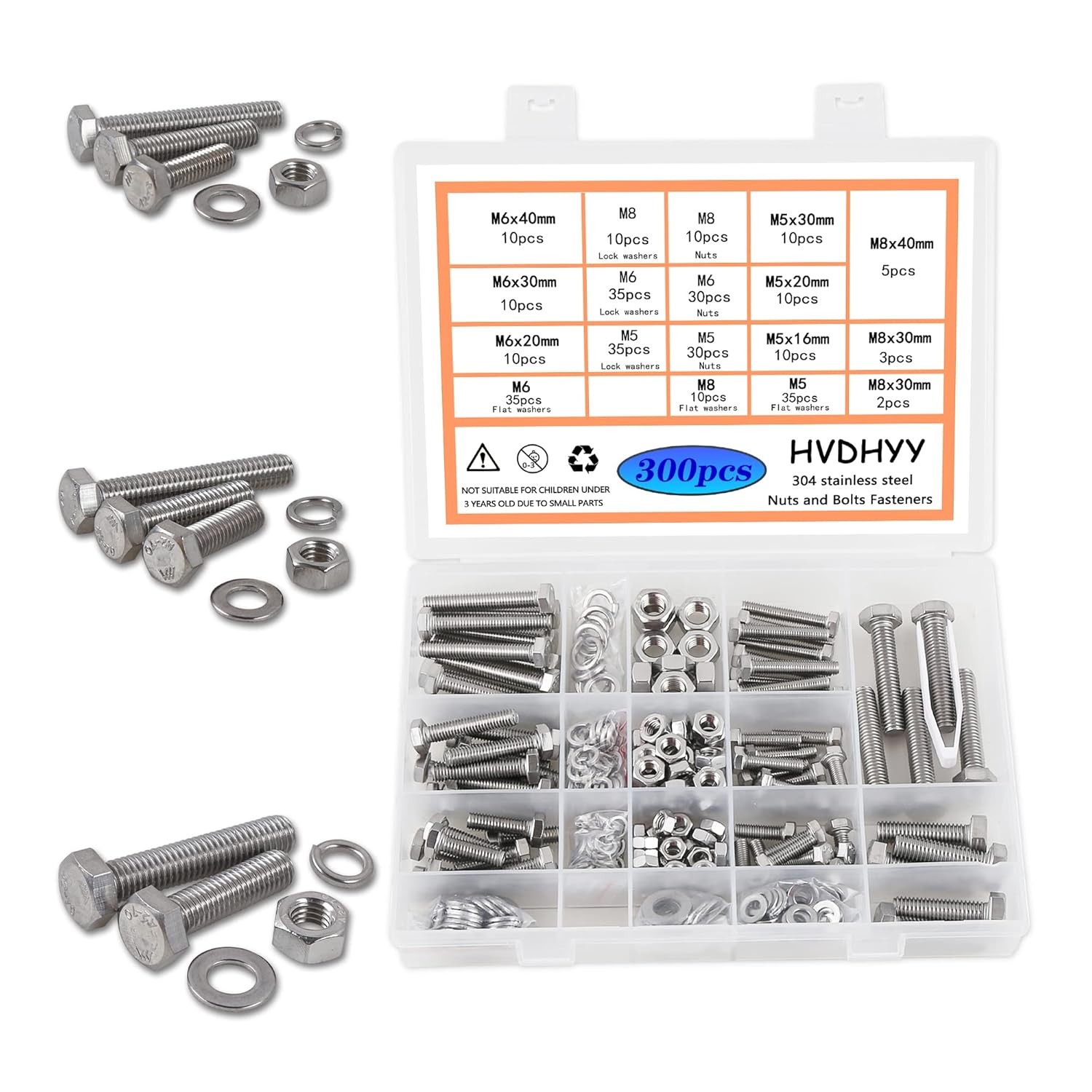M5 M6 M8 Nuts and Bolts set Machine Screws & Nuts Assortment kit 304 Stainless