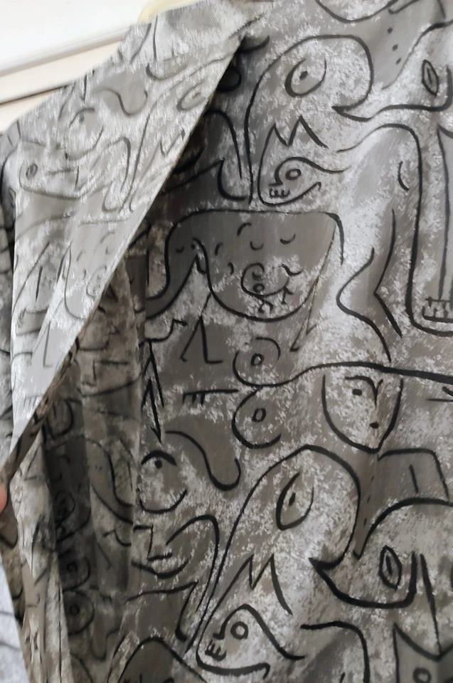 Jaqueta espanador Max Studio longa boho artística primitiva estampa tribal Lagenlook G GG  - Imagem 3 de 4