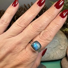 Labradorite Ring Boho Ladies Girls 925