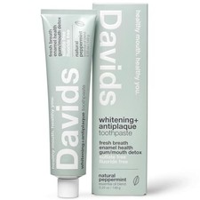 Davids Fluoride Free Toothpaste Teeth Whitening SLS Free Peppermint 5.25 oz