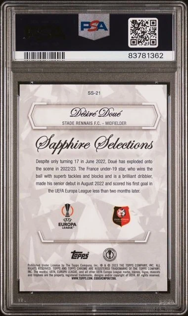 2022 TOPPS CHROME SAPPHIRE EDITION UCC SAPPHIRE SELECTIONS DESIRE DOUE RC PSA 10 - Image 2 of 2