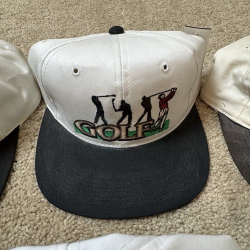 Vintage 90er Golfhut verstellbarer Riemen hinten Einheitsgröße Golfen adrette weiße Loch in einem Set - Bild 5 von 10