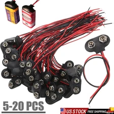20pcs 9V 15cm Battery Connector T Type Clip Plug Wire Cord Leads 9 Volt Buckle