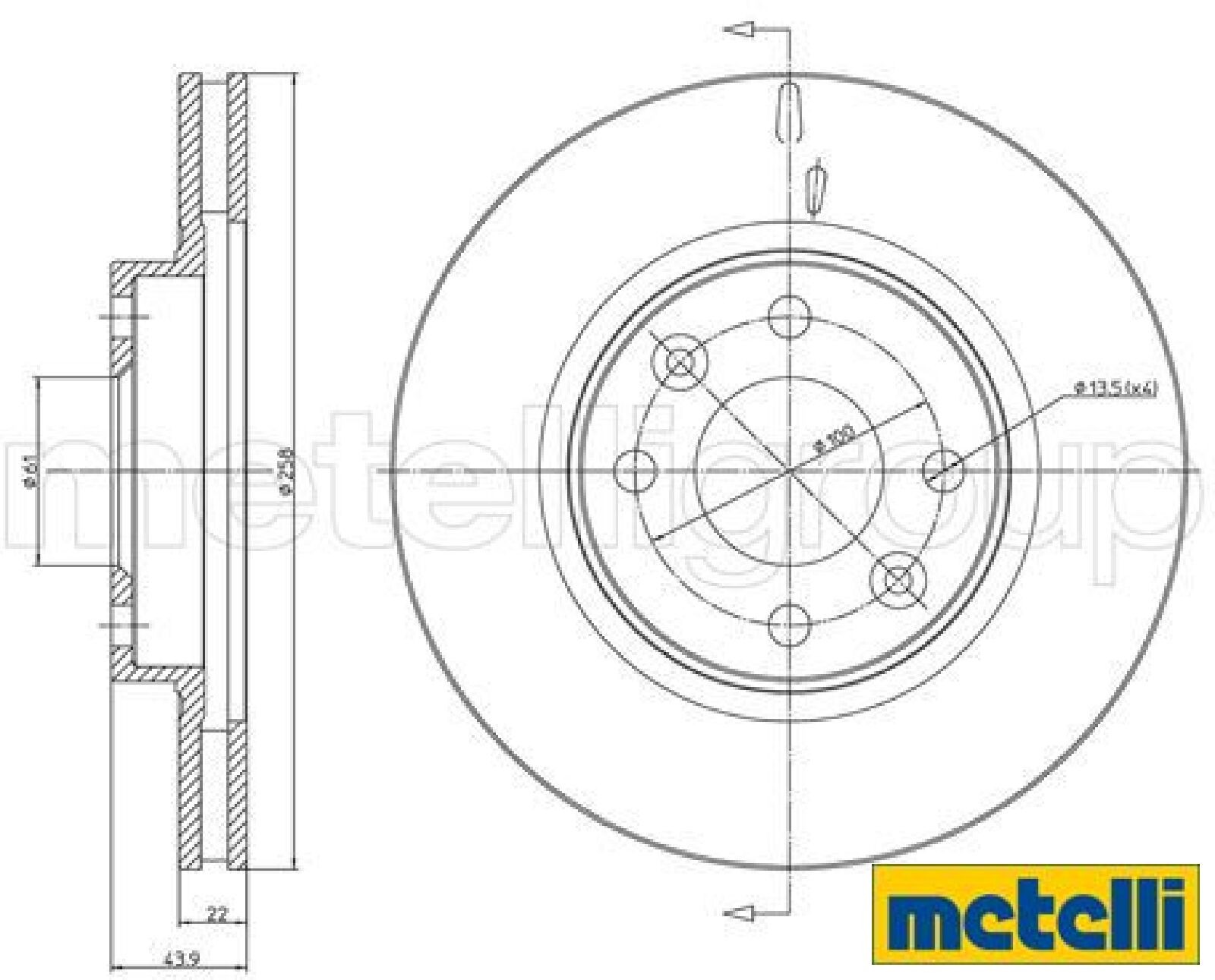 2x Bremsscheibe metelli 23-1504C 2 Bremsscheiben Vorderachse Vorne