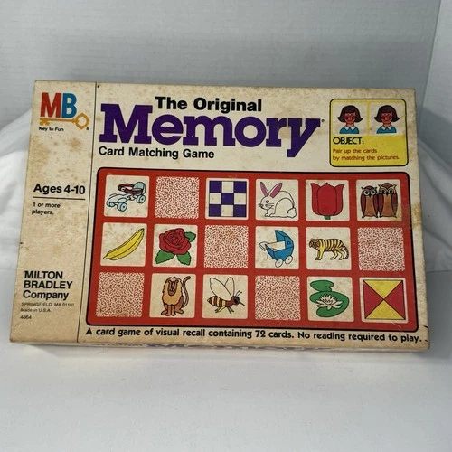 Vintage 1980 The Original Memory Card Matching Game Milton Bradley 32 Pairs