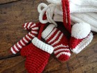 MARTHA STEWART 4PC Cable KNIT CREAM Red CHRISTMAS STOCKINGS 22" with Ornaments