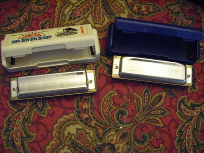2 Hohner Big River Harp Harmonica w/ Case -see pics