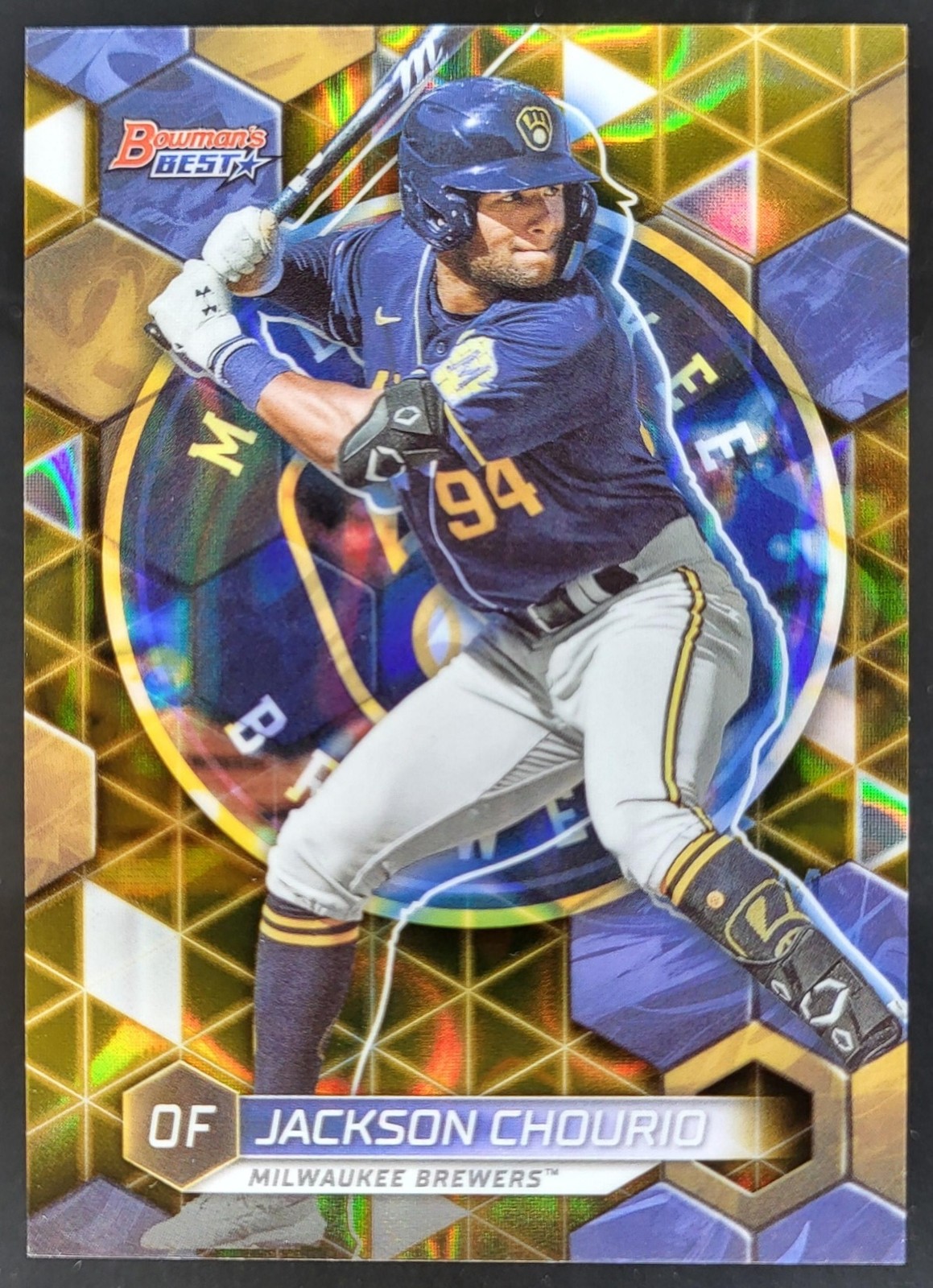 2023 Bowman's Best Jackson Chourio Top Prospects Gold Lava /75 Brewers AP6