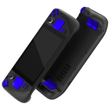 eXtremeRate Chrome Blue Replacement Full Set Buttons for Steam Deck, Custom A...