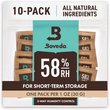 58% Two-Way Humidity Control Packs for Storing 1 Oz – Size 8 – 10 Pack – Moistur