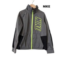 Nike Boys Gray Black Full Zip Jacket Size Youth Large Neon Green Logo