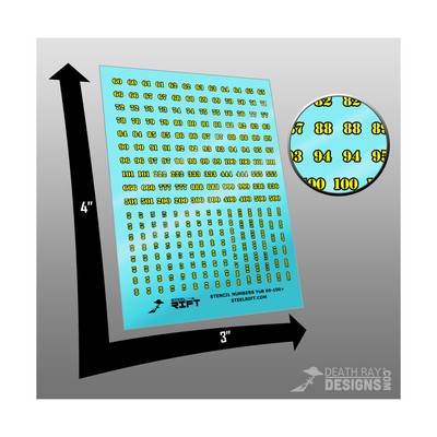 Stencil Numbers 60-100+ - Yellow on Black New