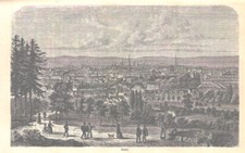 Bonn "Schöne romantische Gesamtansicht" Original Holzstich von 1882