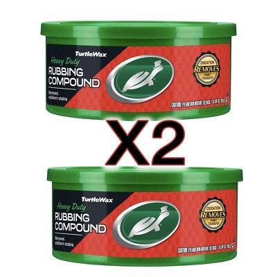 2 Pk - HEAVY DUTY Turtle Wax Rubbing Compound Tub Auto Scratches CLEANER 10.5 oz