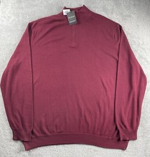 NWT Jos A Bank Traveler Pima Cotton 1/4 Zip Neck Knit Sweater Mens 2XL Maroon