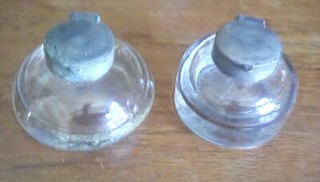 COLLECTABLE GLASS INKWELLS WITH FLIP LIDS