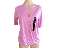 Banana Republic top blouse cross-over Small purple/lilac short sl keyhole New
