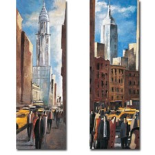 Chrysler & Empire State Buildings by Lourenco 2pc Gallery Wrap Canvas Giclee Set