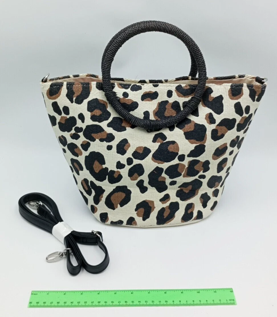 New Look Leopard Pattern Woven Medium Tote Bag Hand Bag Shoulder