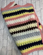 Vintage Granny Afghan Blanket Bubble Knit