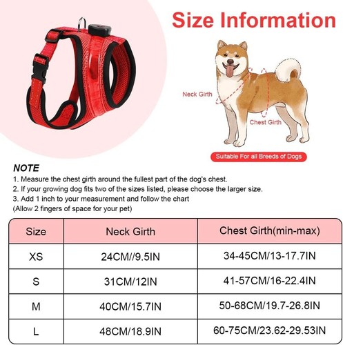 LED 3 Modes Dog Harness Light Up Rechargeab Flashing Safety Belt Collar High Vis - Picture 11 of 27